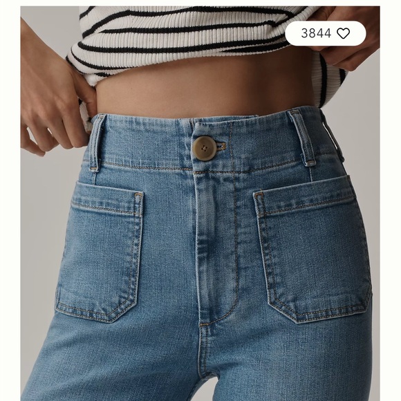 Anthropologie The Colette Crop Wide-Leg Jeans by Maeve Size 28P palms wash - Picture 2 of 15